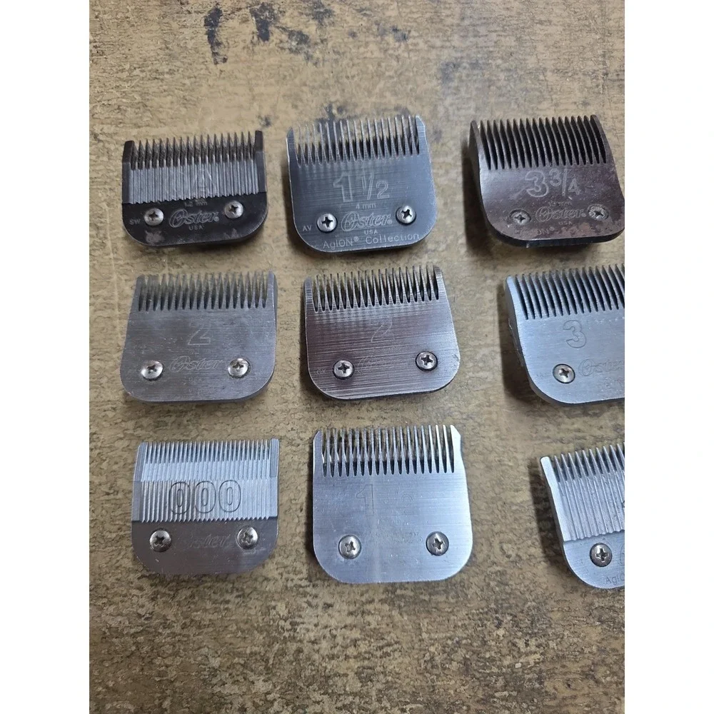 Vtg Lot of 12 OSTER HAIR CLIPPER BLADES Various Sizes Detachable, USA
